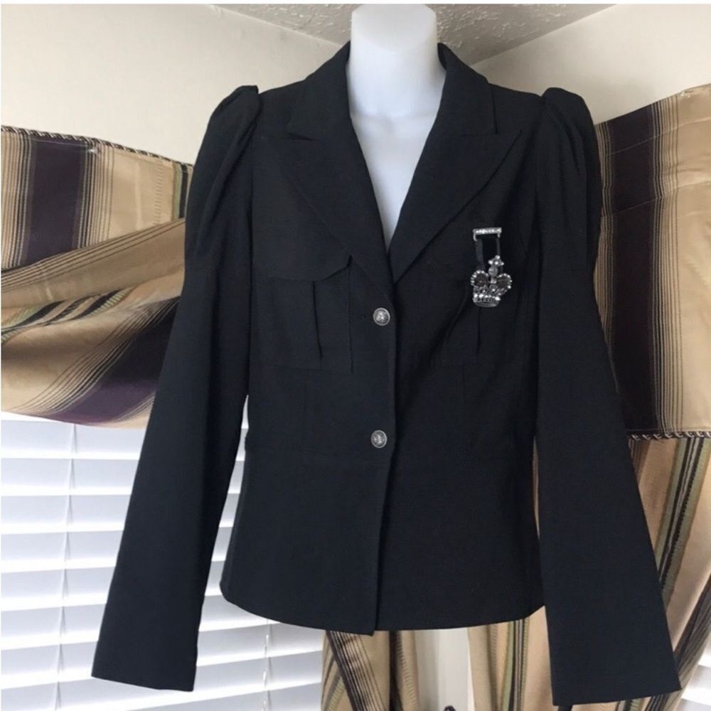 Allen B. By Allen Schwartz Black Blazer with Brooch